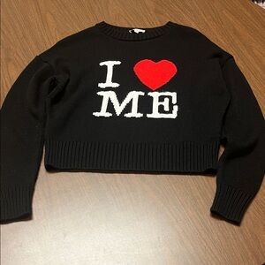 Subdued Black 'I Love Me' Sweater, size medium